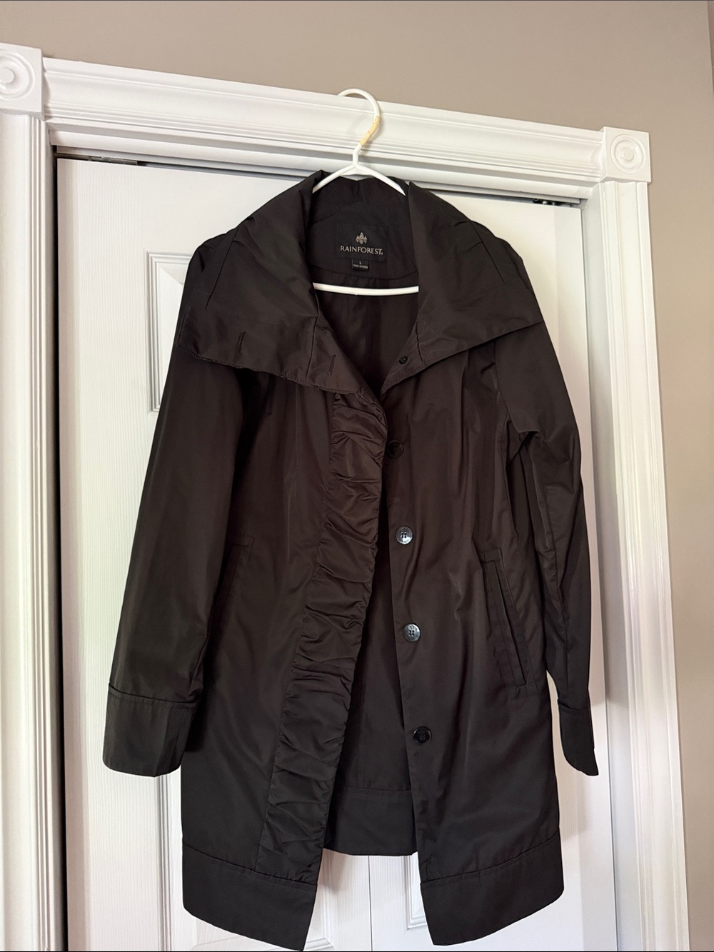 Rainforest rain jacket with hidden hood size large